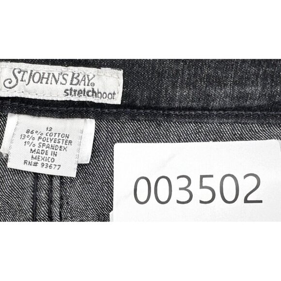 St Johns Bay Mid Rise Black Jeans Stretch Boot Cut Women's Size 12 - Picture 11 of 11